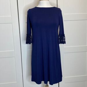 Lilly Pulitzer True Navy Ophelia Ruffle Lace Sleeve Dress Small